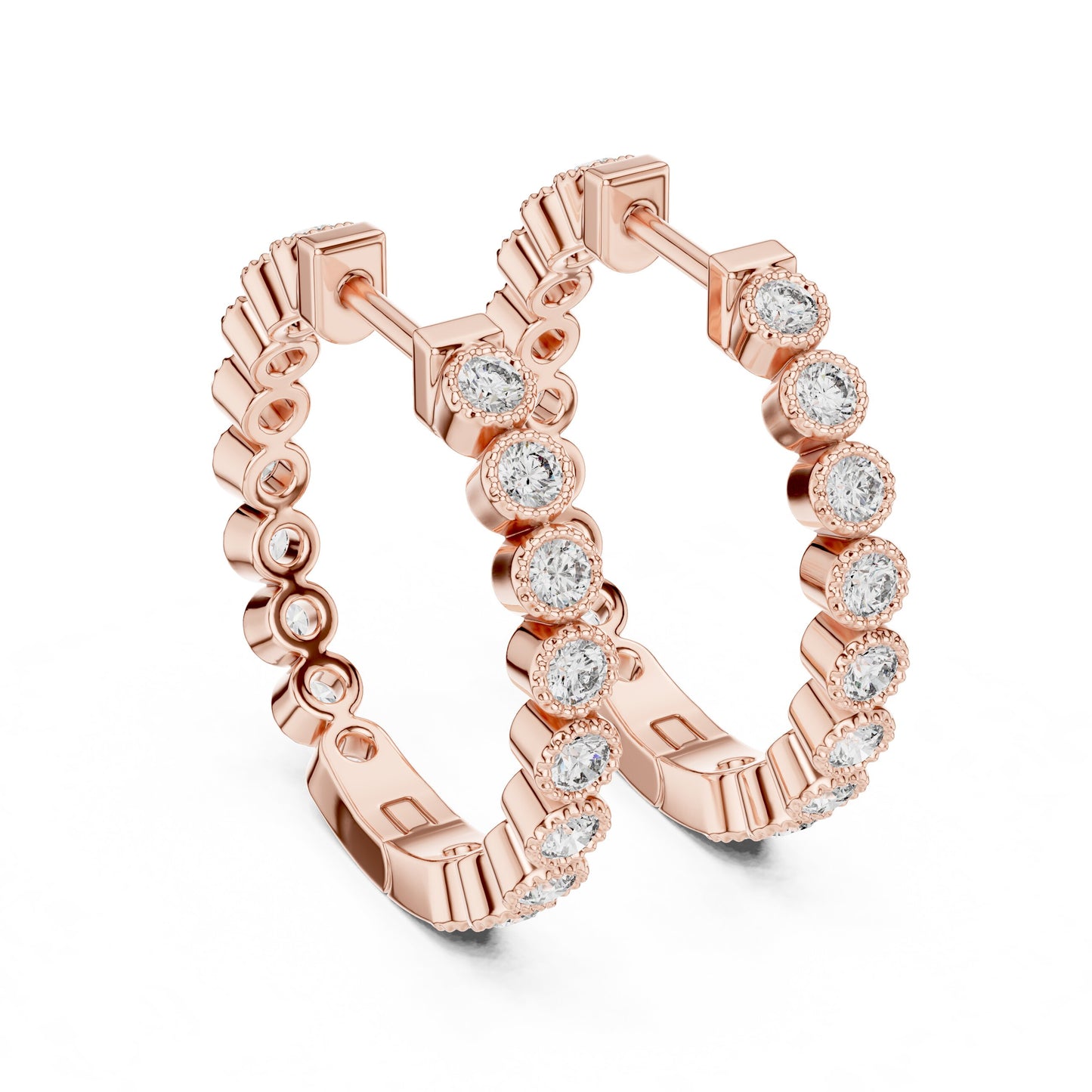 Round Huggie Lab Grown Diamond Earrings
