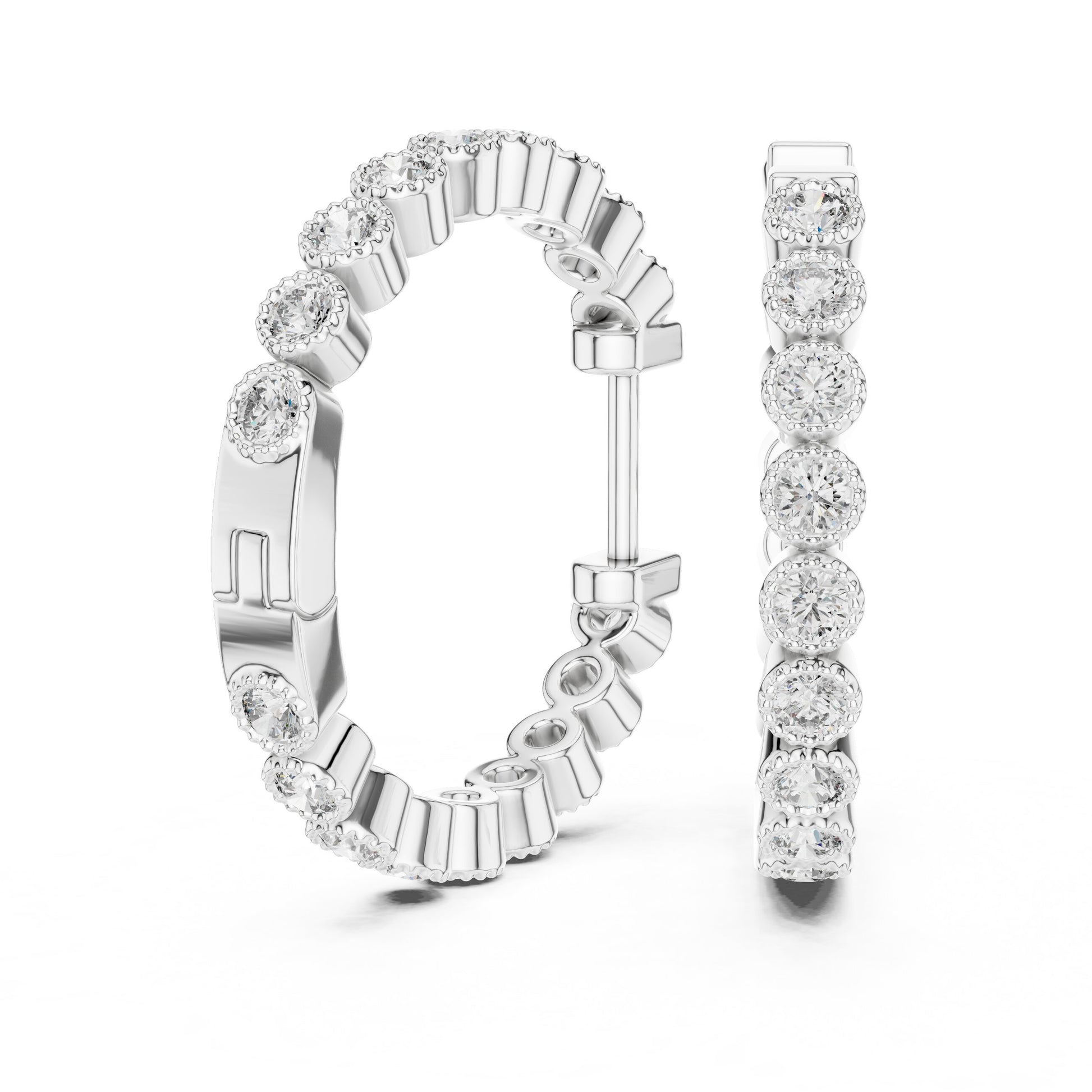 Round Huggie Lab Grown Diamond Earrings