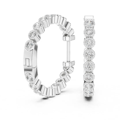 Round Huggie Lab Grown Diamond Earrings