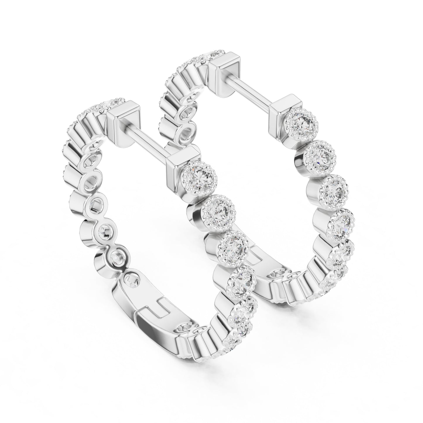 Round Huggie Lab Grown Diamond Earrings