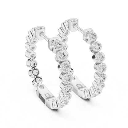 Round Huggie Lab Grown Diamond Earrings