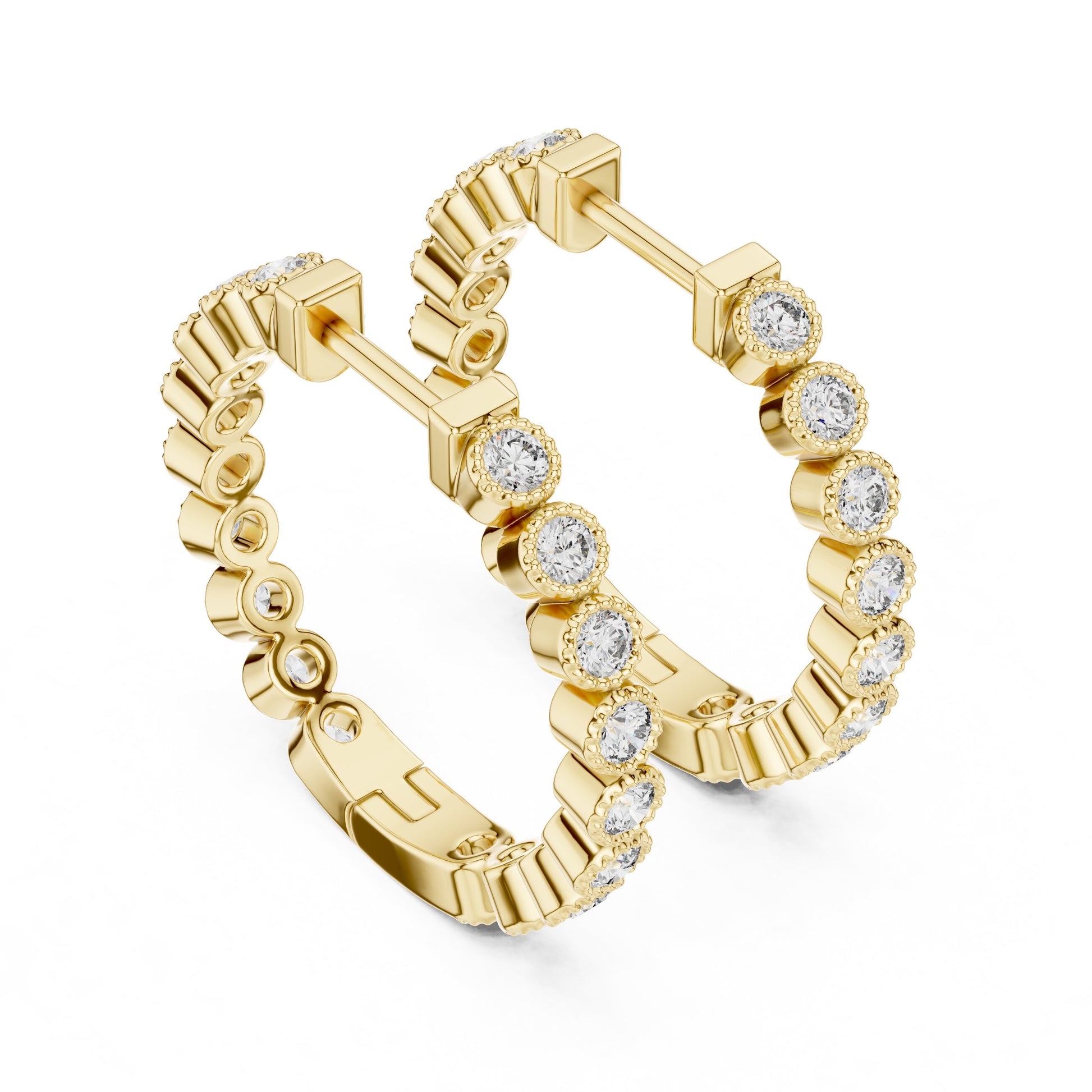 Round Huggie Lab Grown Diamond Earrings