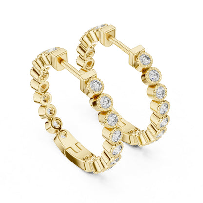 Round Huggie Lab Grown Diamond Earrings