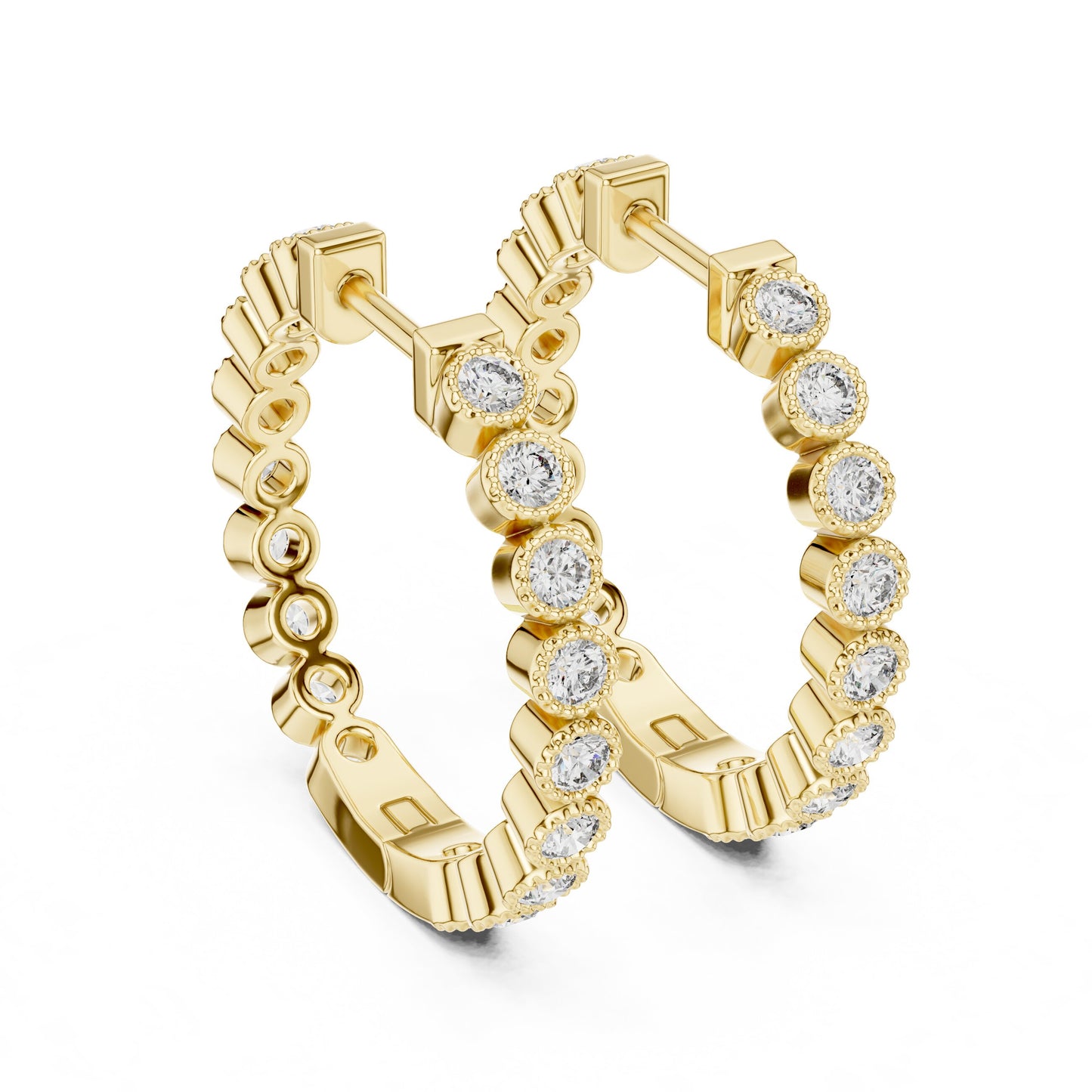 Round Huggie Lab Grown Diamond Earrings