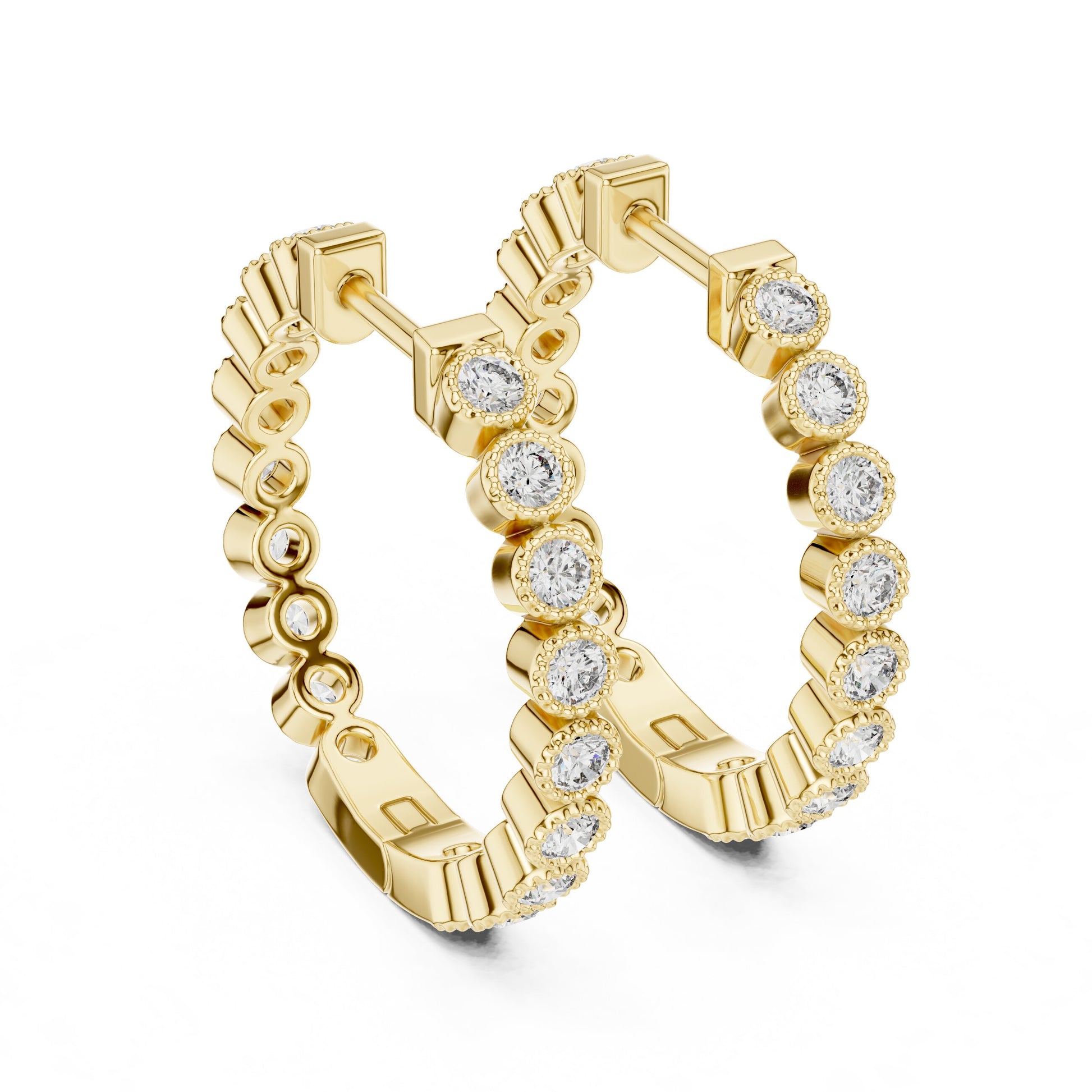 Round Huggie Lab Grown Diamond Earrings