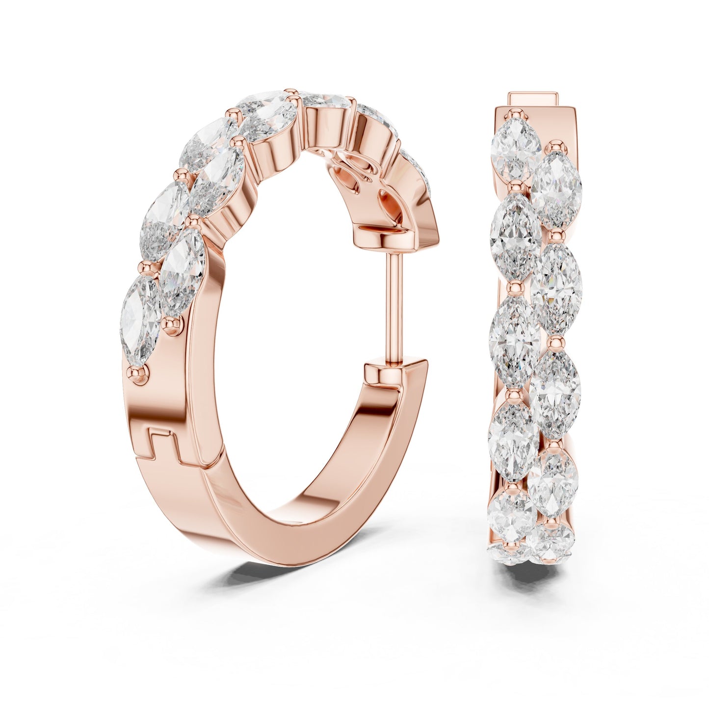 Marquise Huggie Lab Grown Diamond Earrings