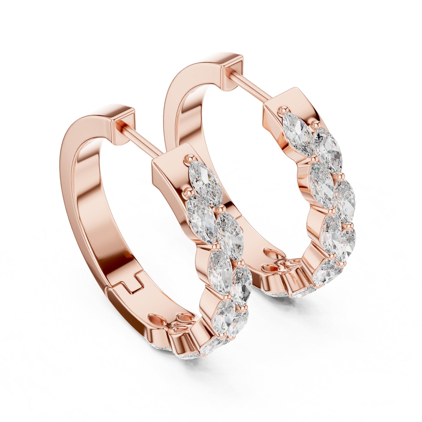 Marquise Huggie Lab Grown Diamond Earrings