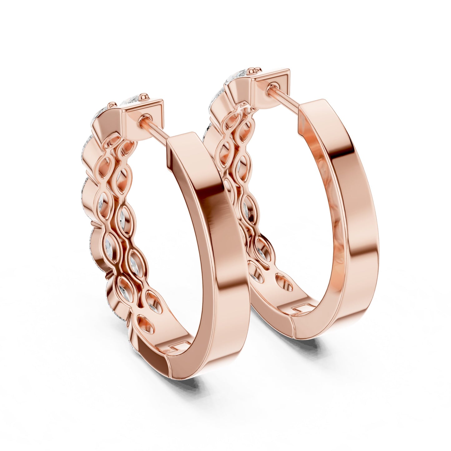 Marquise Huggie Lab Grown Diamond Earrings