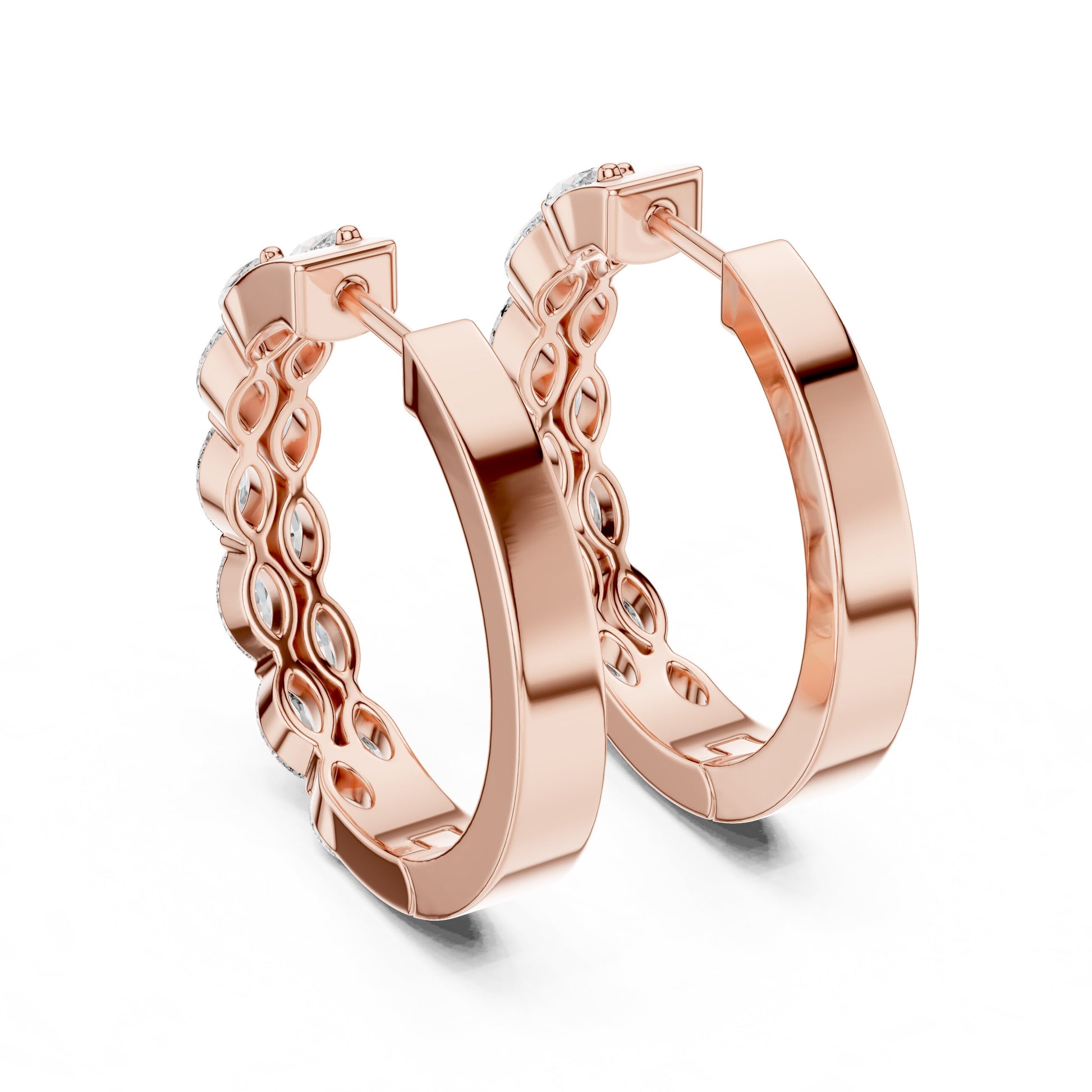 Marquise Huggie Lab Grown Diamond Earrings