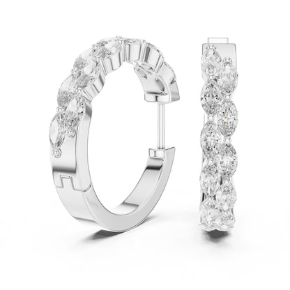 Marquise Huggie Lab Grown Diamond Earrings
