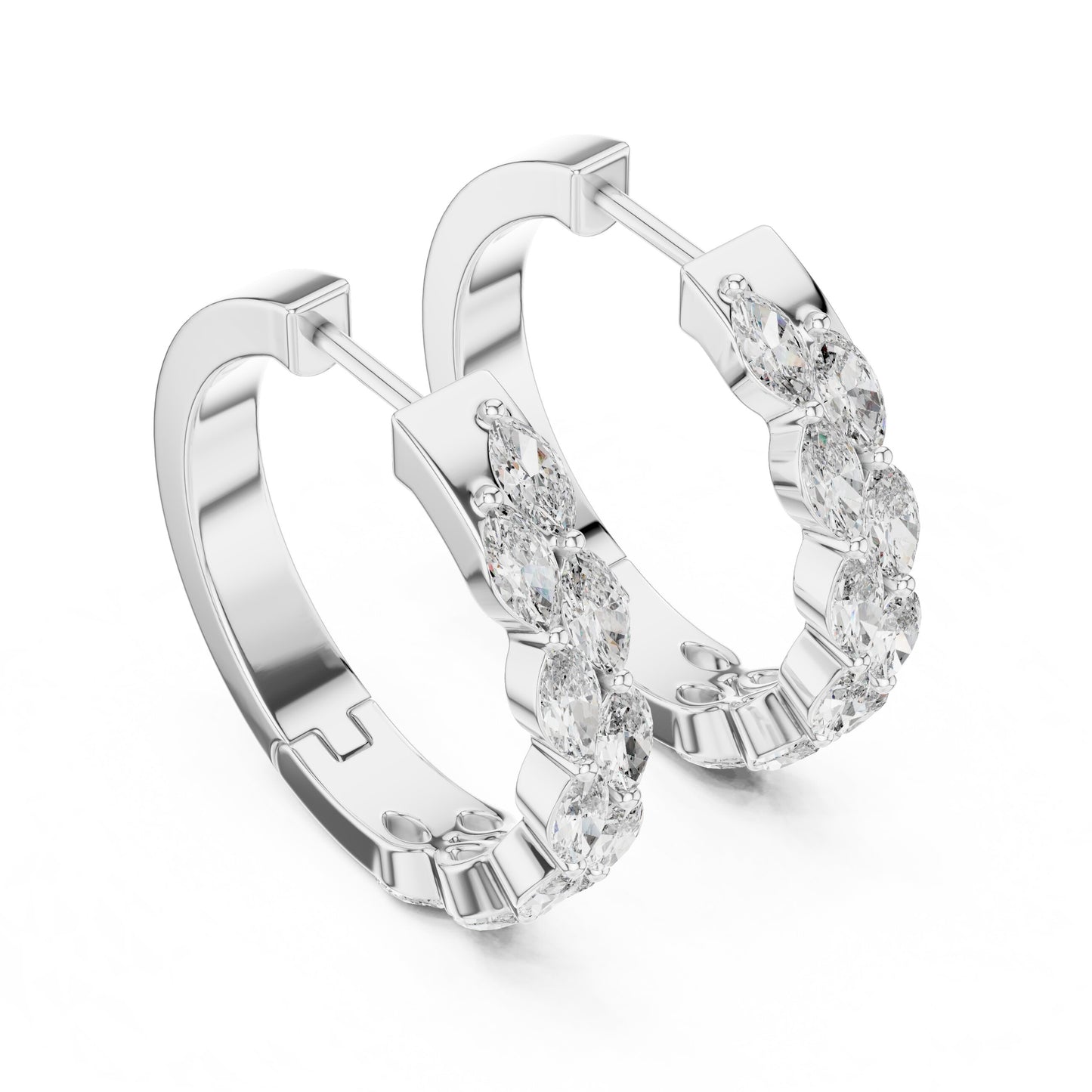 Marquise Huggie Lab Grown Diamond Earrings