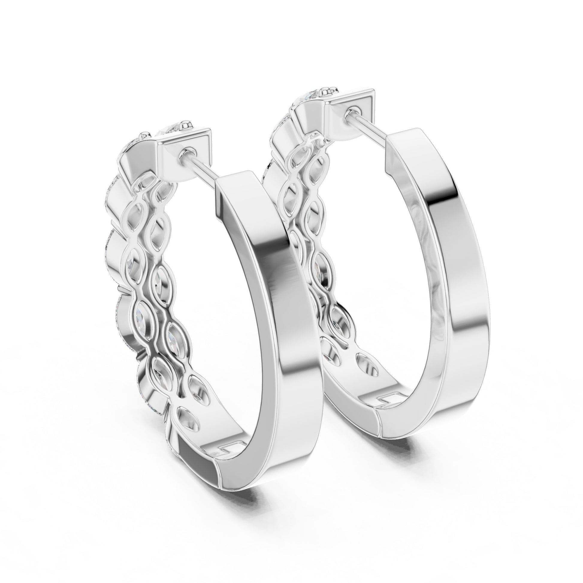 Marquise Huggie Lab Grown Diamond Earrings