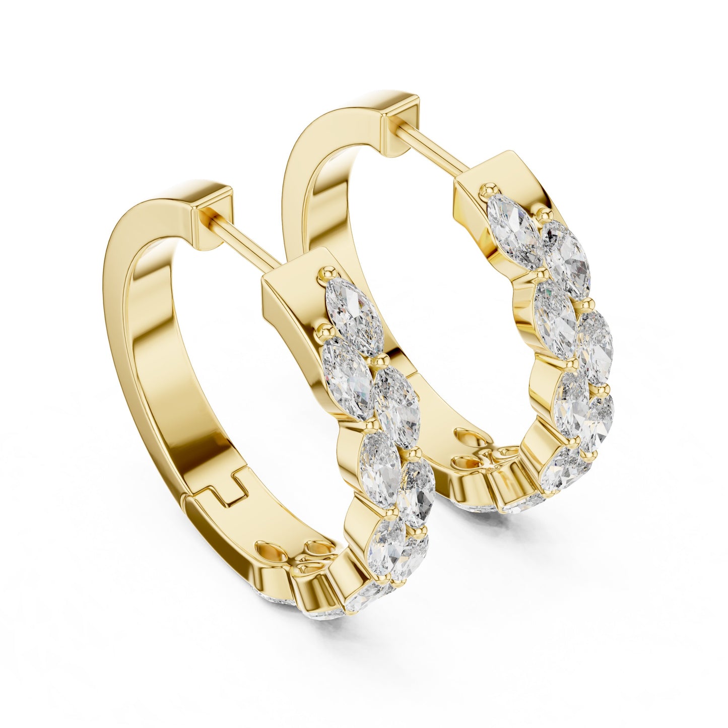 Marquise Huggie Lab Grown Diamond Earrings
