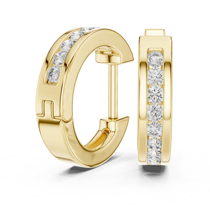 Round Huggie Lab Grown Diamond Earrings