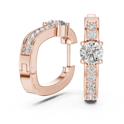 Round Huggie Lab Grown Diamond Earrings