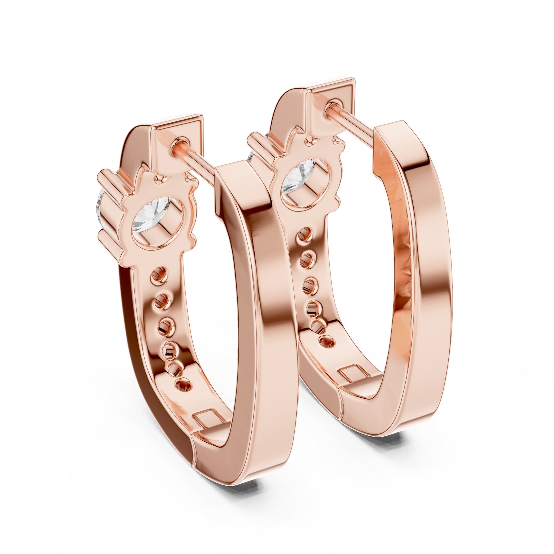 Round Huggie Lab Grown Diamond Earrings