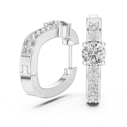 Round Huggie Lab Grown Diamond Earrings