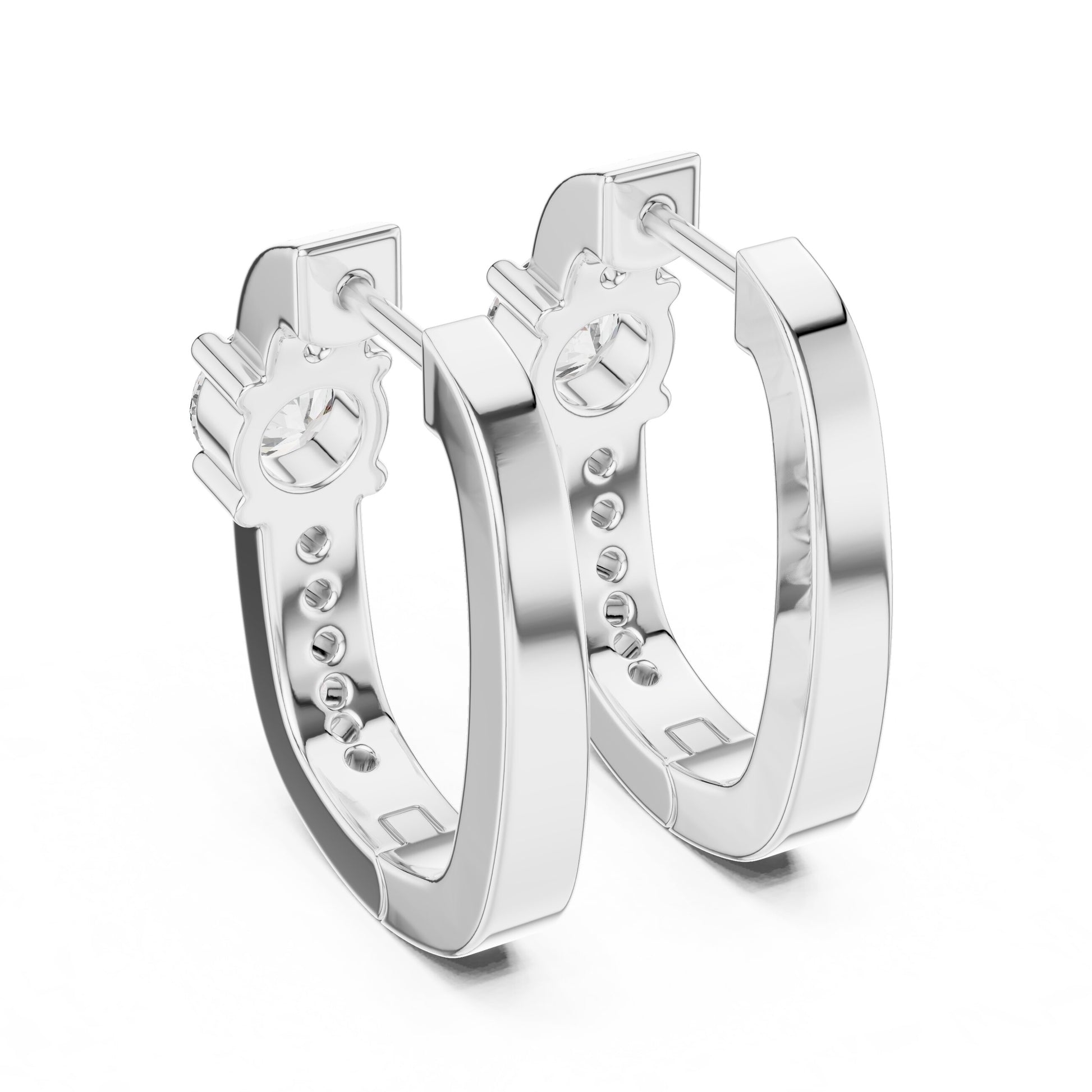 Round Huggie Lab Grown Diamond Earrings