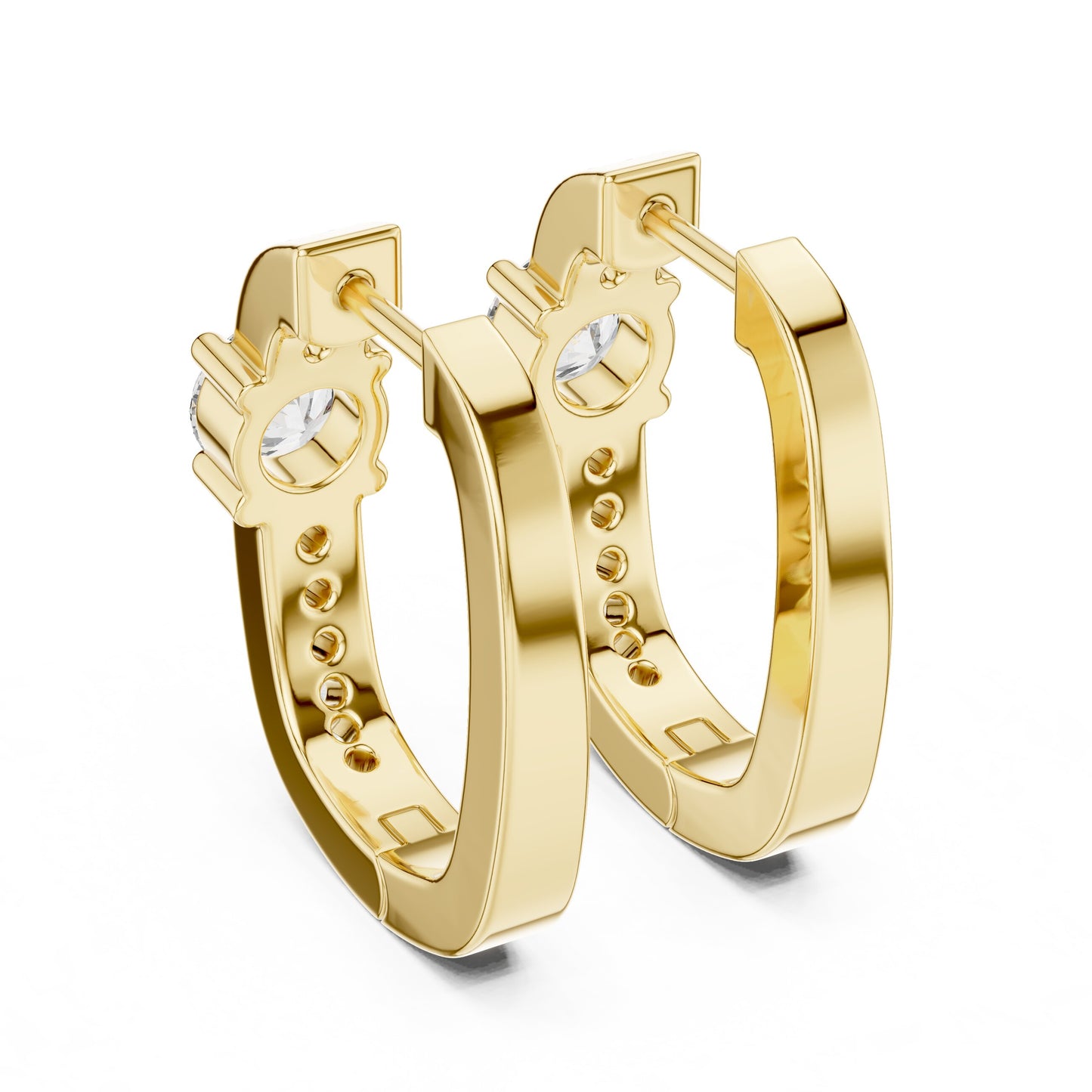 Round Huggie Lab Grown Diamond Earrings