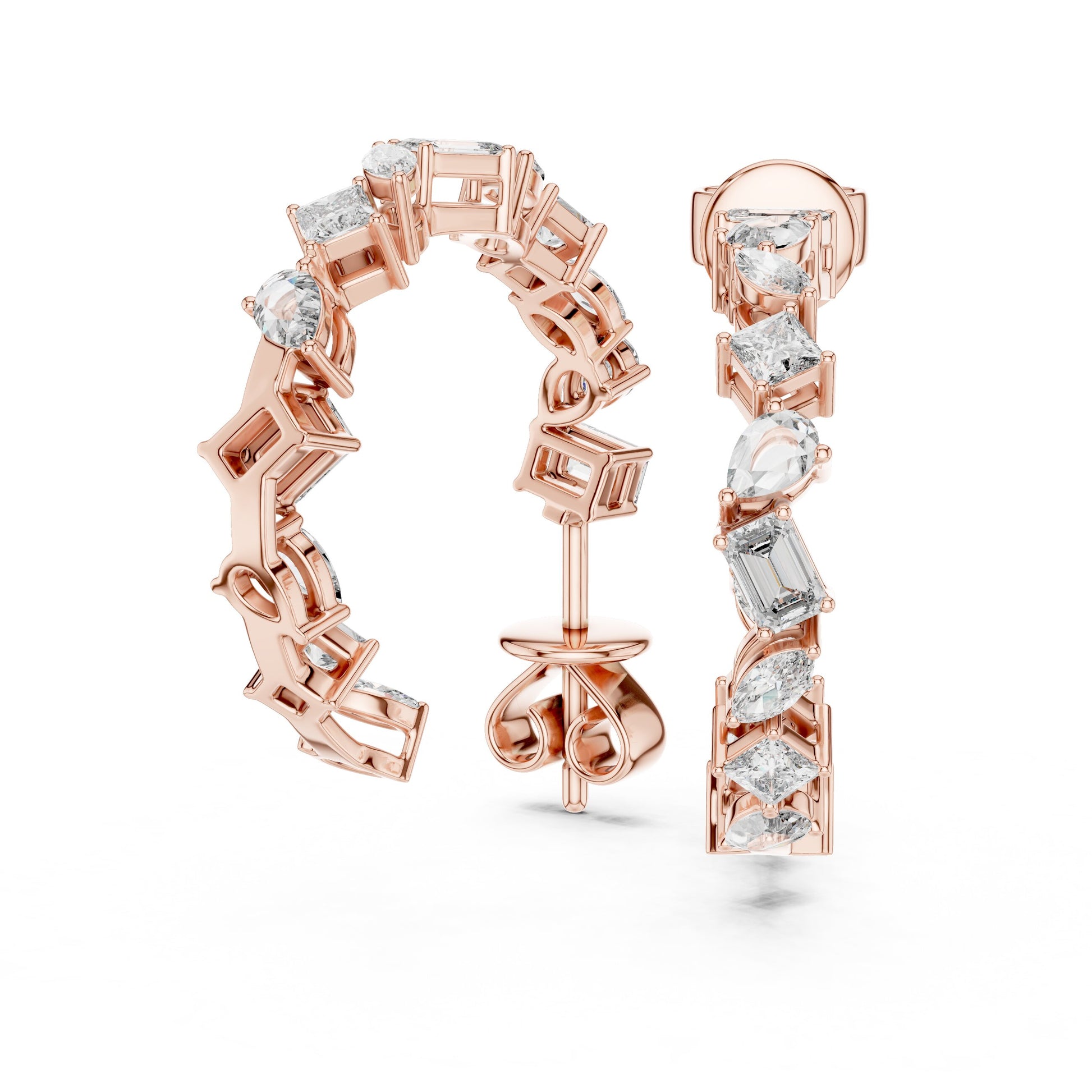 Mixed Shape Lab Grown Diamond Hoop Earrings
