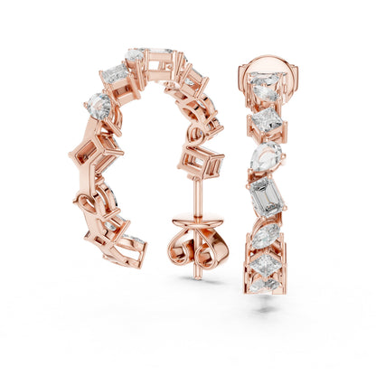 Mixed Shape Lab Grown Diamond Hoop Earrings