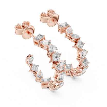 Mixed Shape Lab Grown Diamond Hoop Earrings
