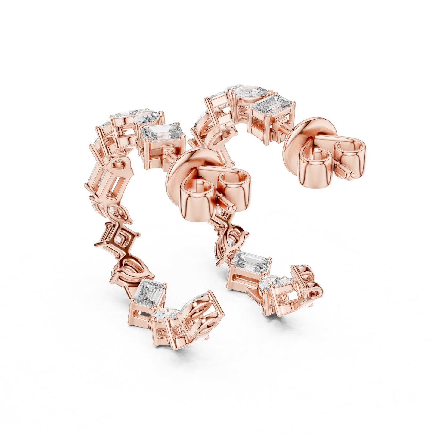 Mixed Shape Lab Grown Diamond Hoop Earrings