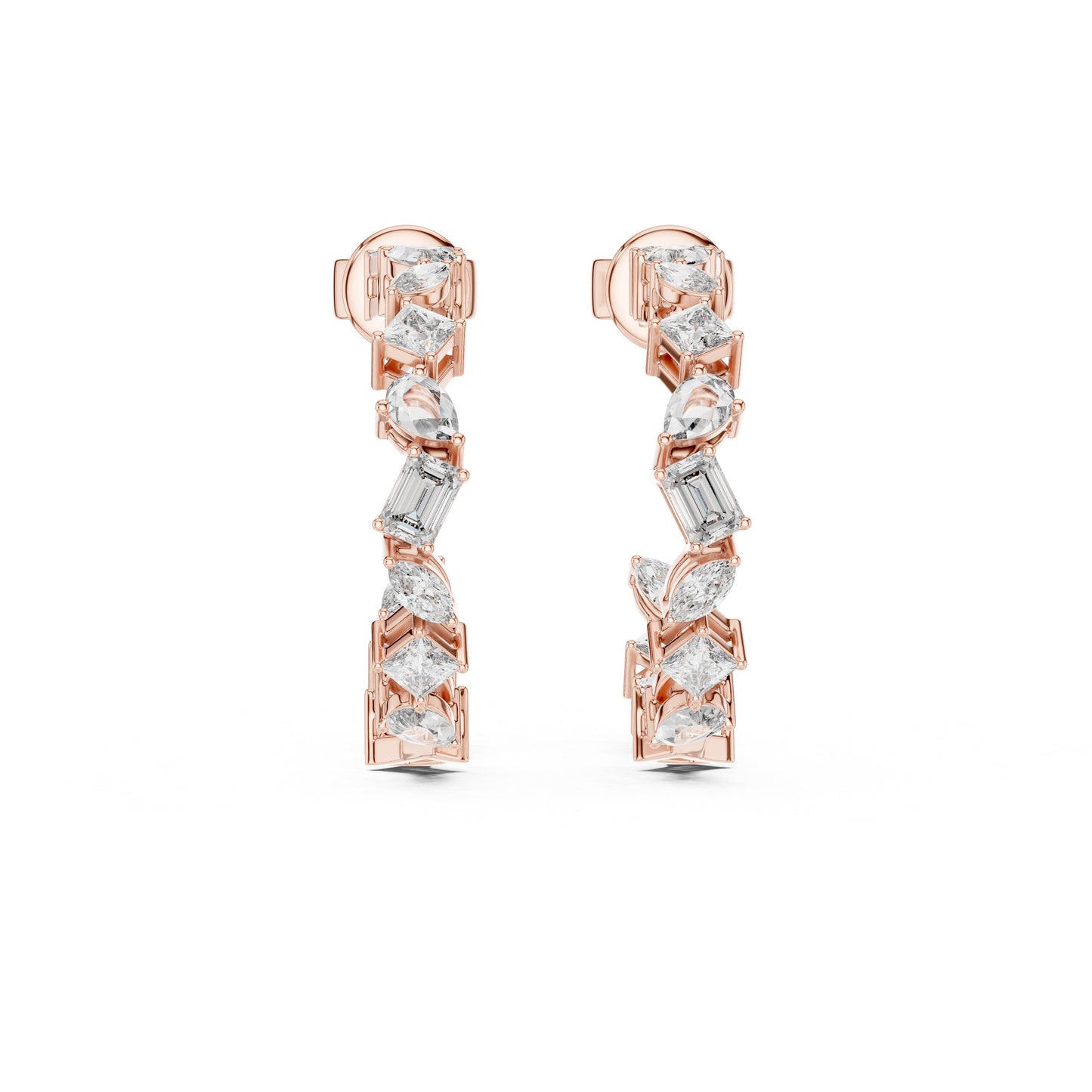 Mixed Shape Lab Grown Diamond Hoop Earrings