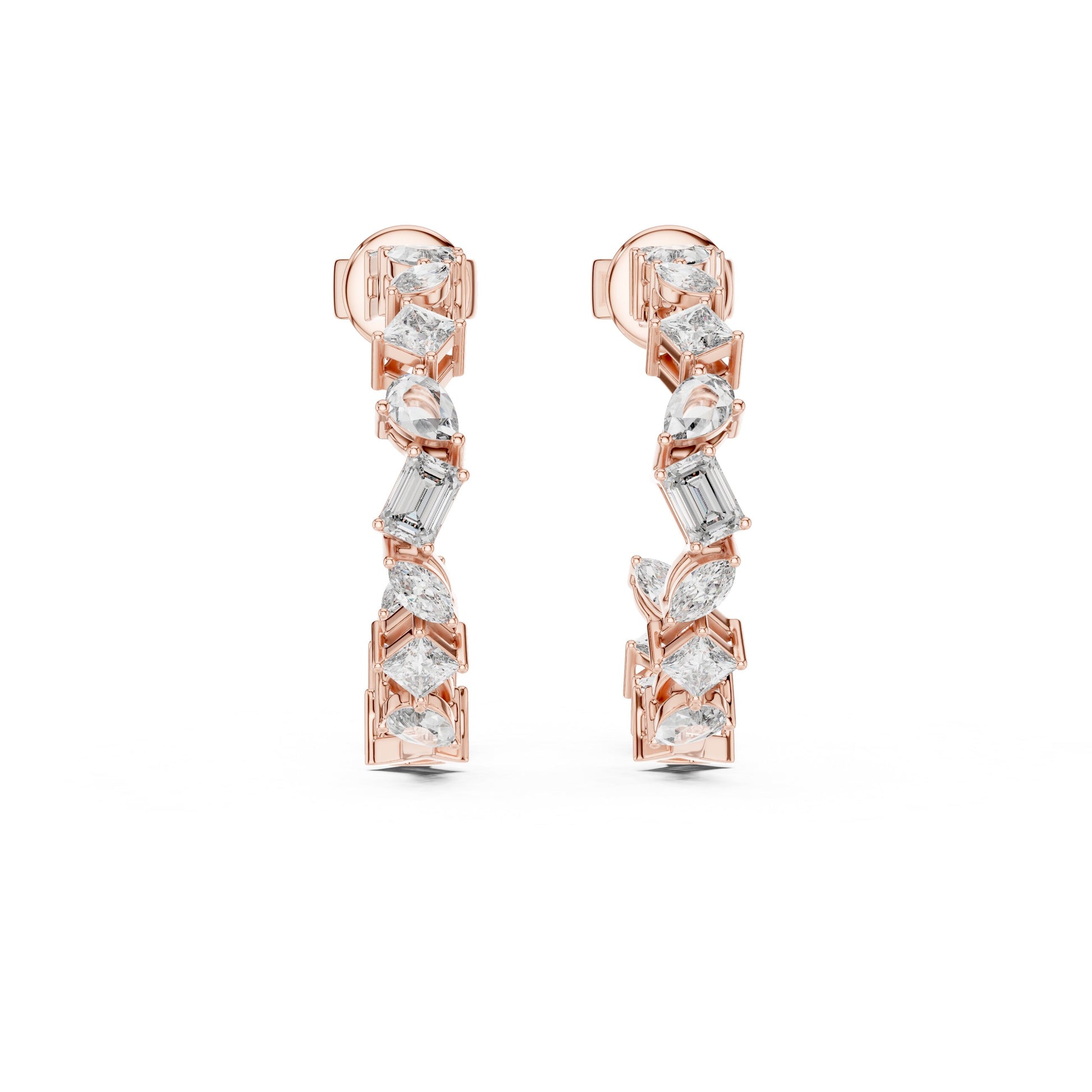 Mixed Shape Lab Grown Diamond Hoop Earrings