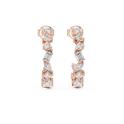 Mixed Shape Lab Grown Diamond Hoop Earrings