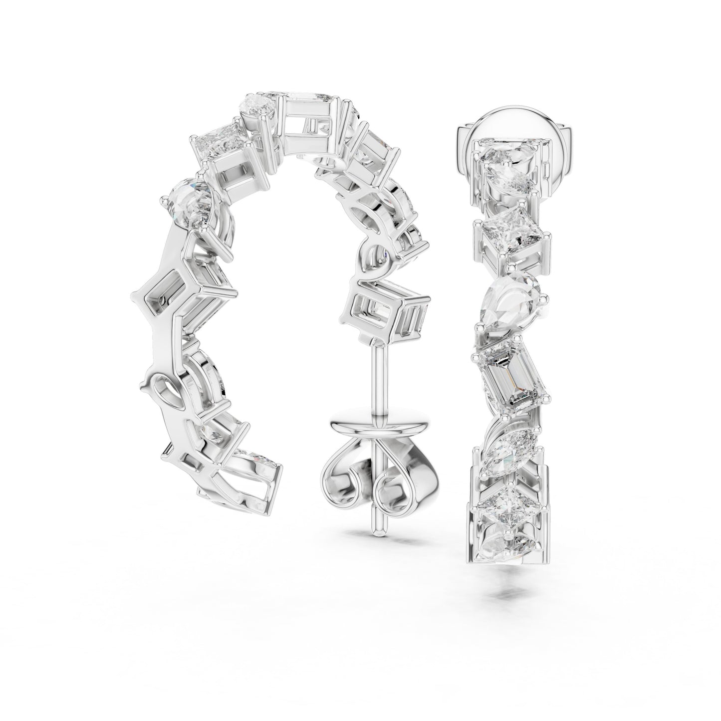 Mixed Shape Lab Grown Diamond Hoop Earrings