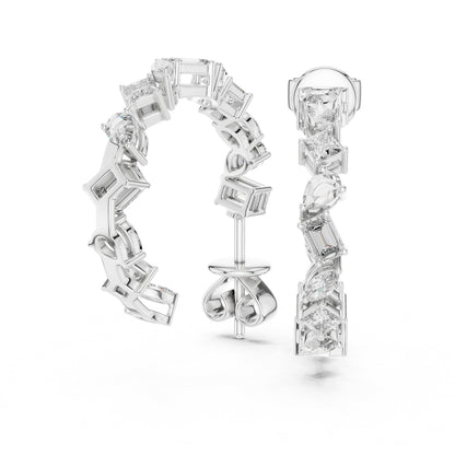 Mixed Shape Lab Grown Diamond Hoop Earrings