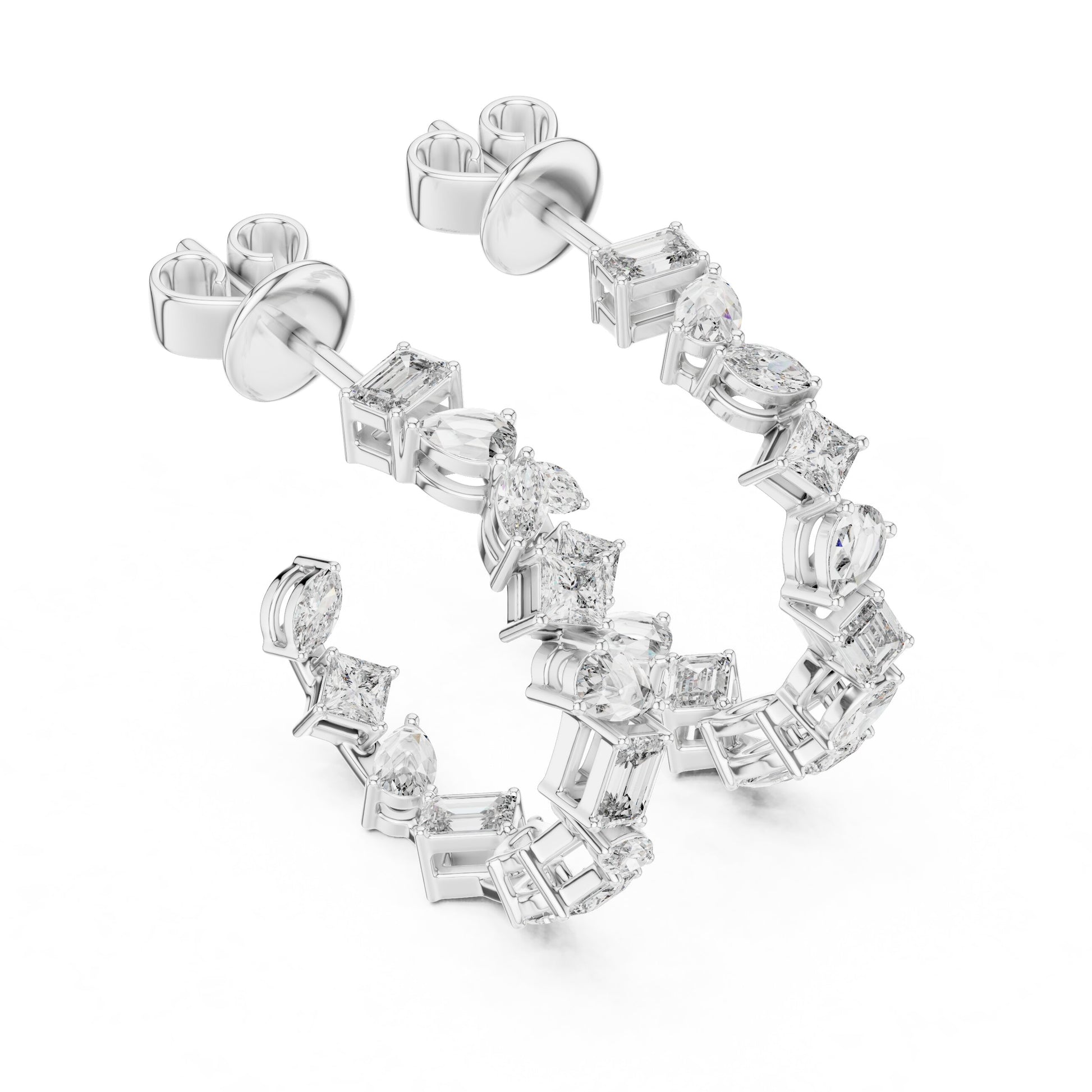 Mixed Shape Lab Grown Diamond Hoop Earrings