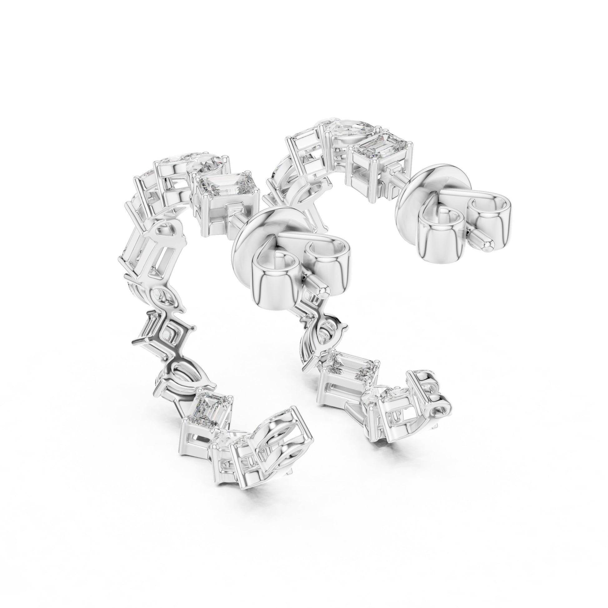 Mixed Shape Lab Grown Diamond Hoop Earrings