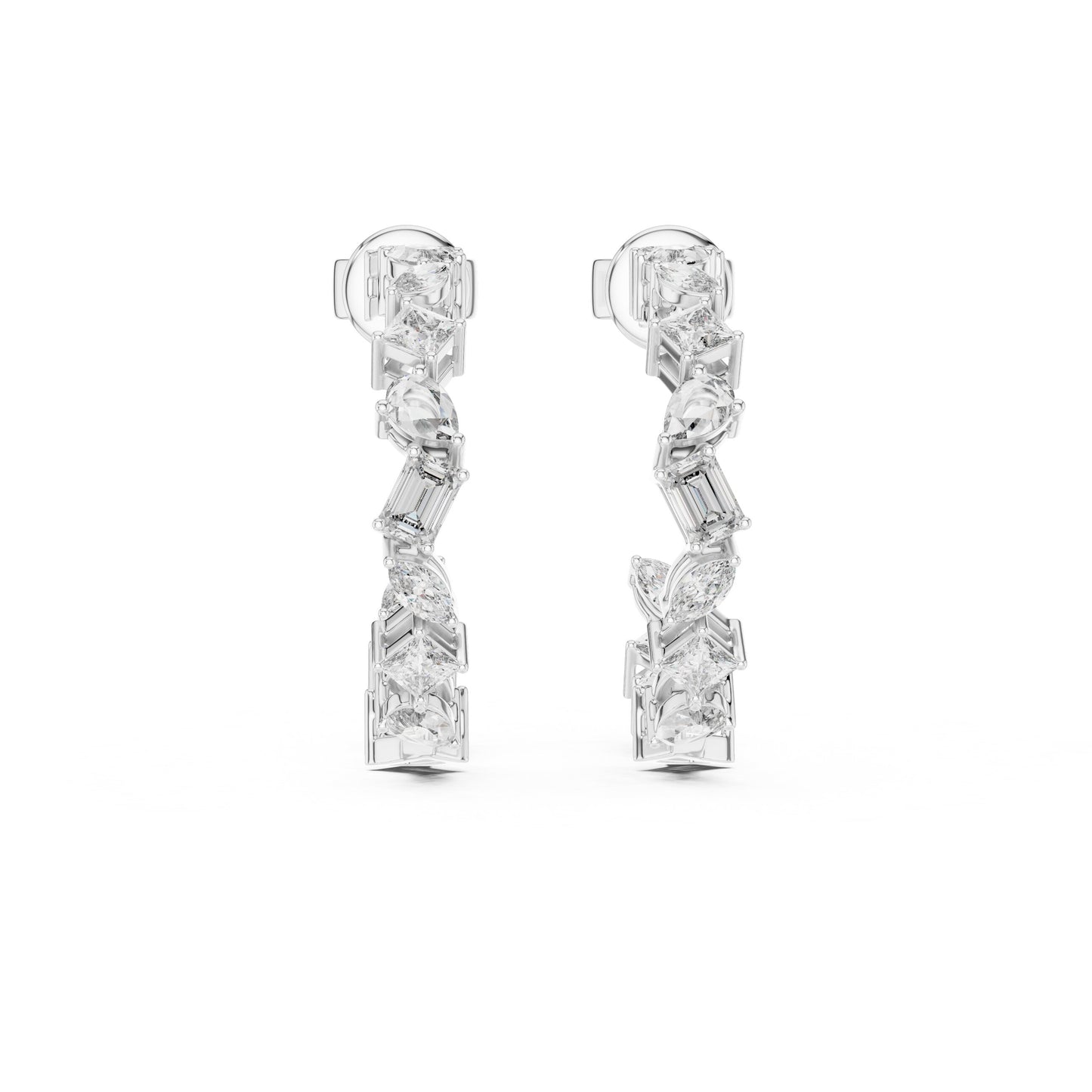 Mixed Shape Lab Grown Diamond Hoop Earrings