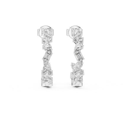 Mixed Shape Lab Grown Diamond Hoop Earrings