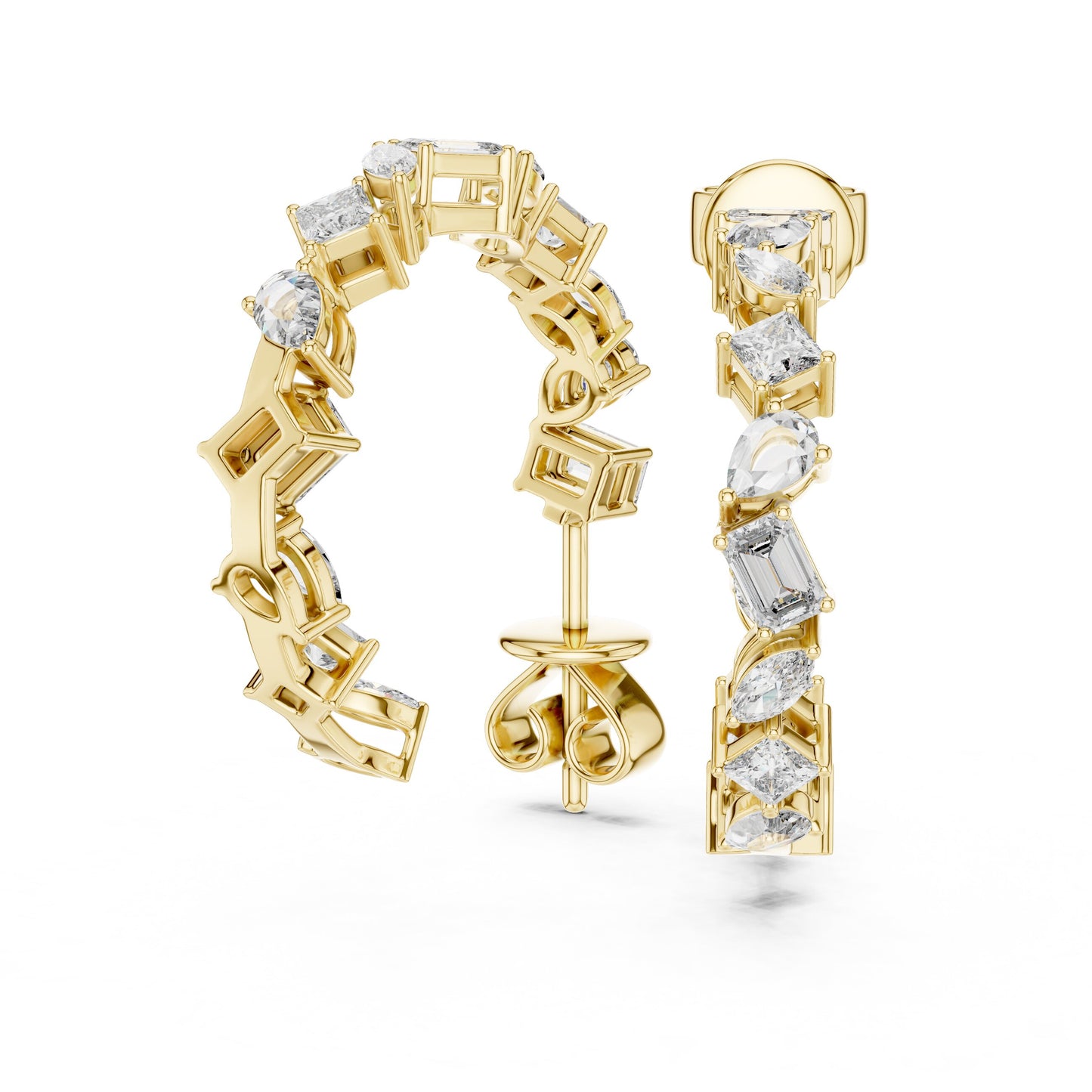 Mixed Shape Lab Grown Diamond Hoop Earrings