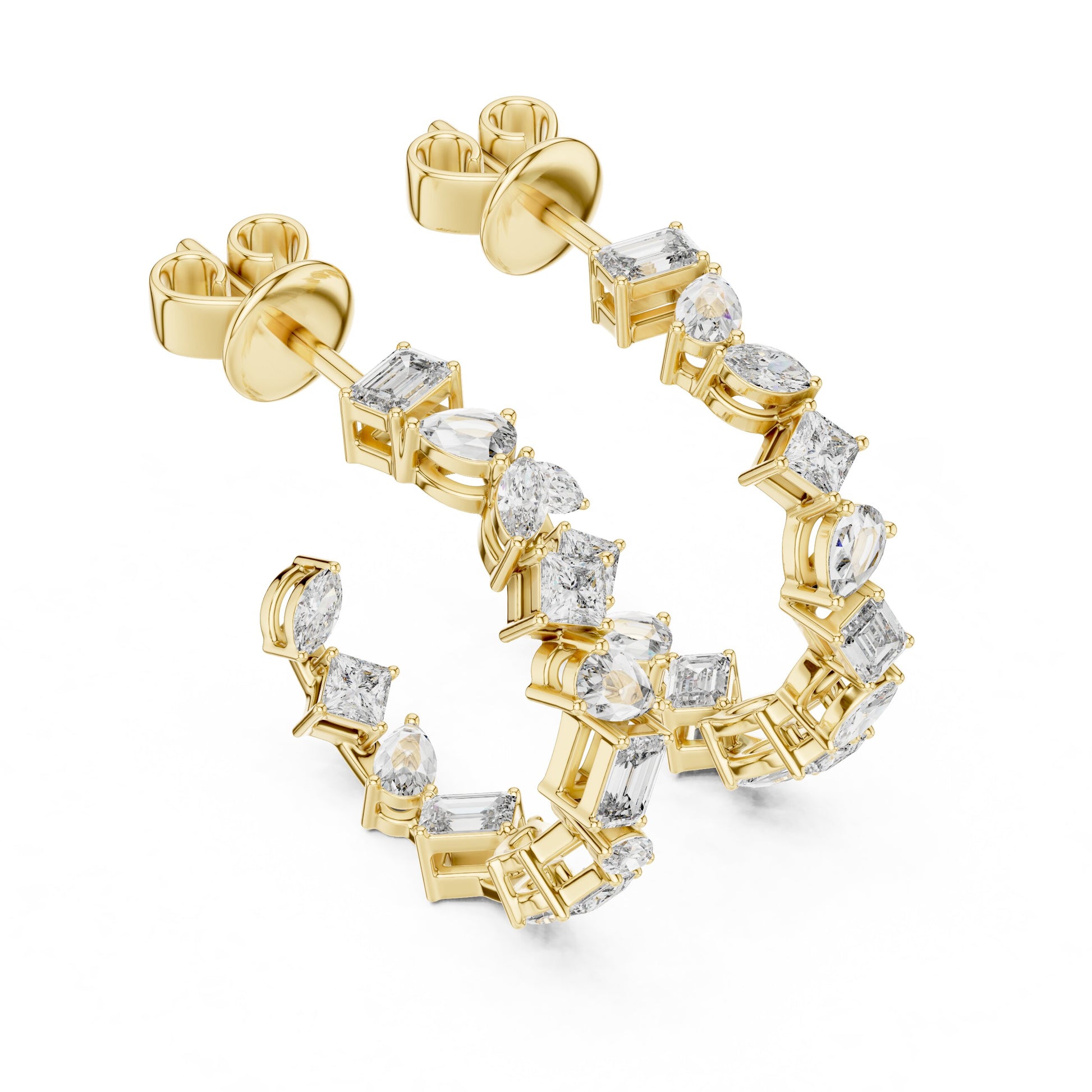 Mixed Shape Lab Grown Diamond Hoop Earrings