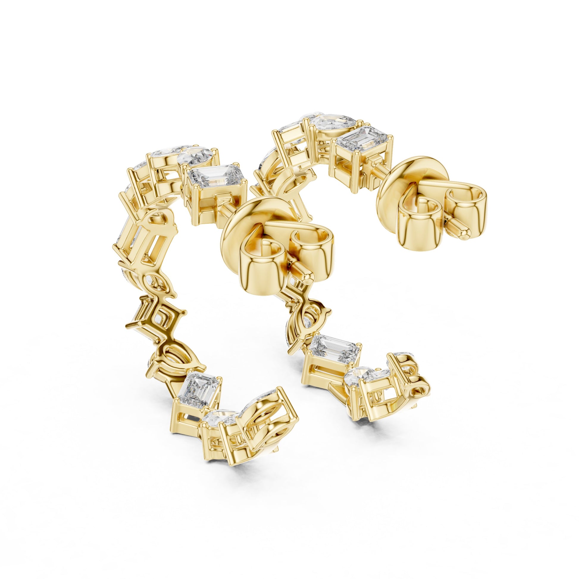 Mixed Shape Lab Grown Diamond Hoop Earrings