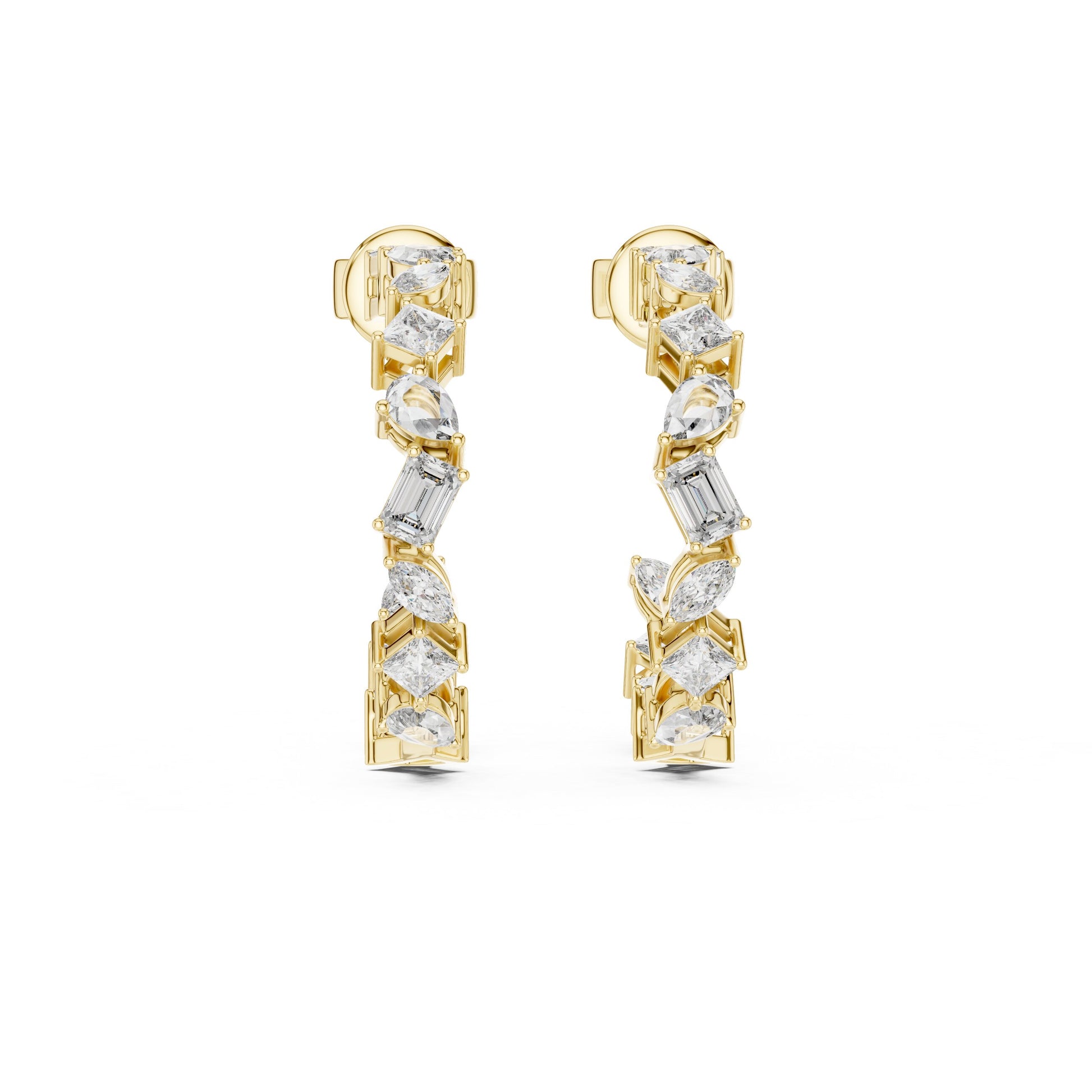 Mixed Shape Lab Grown Diamond Hoop Earrings
