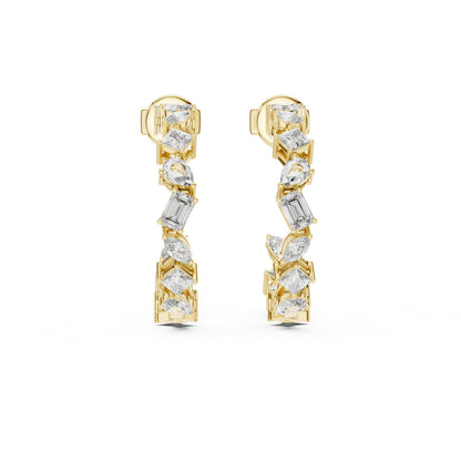 Mixed Shape Lab Grown Diamond Hoop Earrings