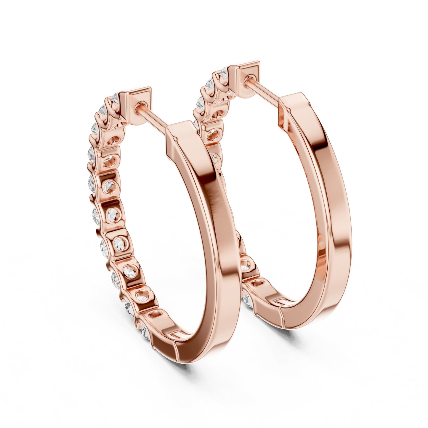 Round Huggie Lab Grown Diamond Earrings