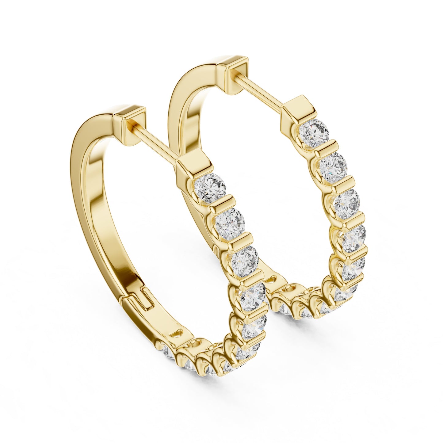 Round Huggie Lab Grown Diamond Earrings