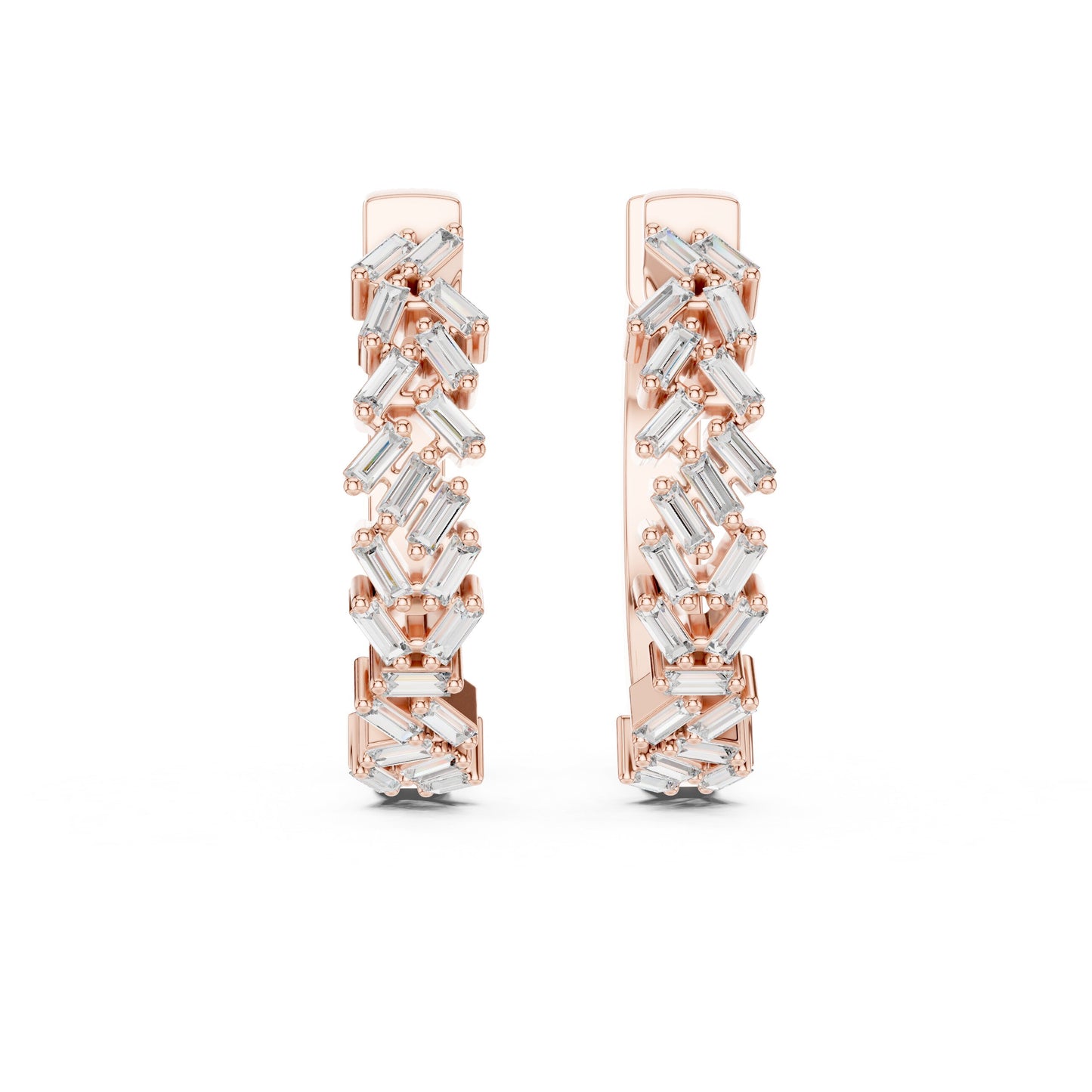 Emerald Huggie Lab Grown Diamond Earrings