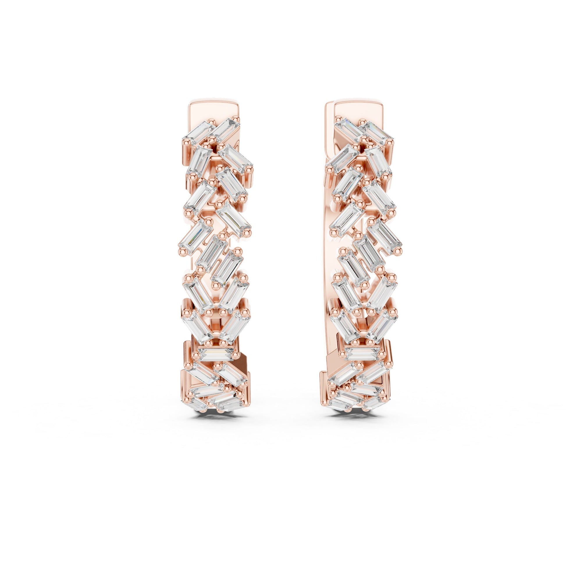 Emerald Huggie Lab Grown Diamond Earrings