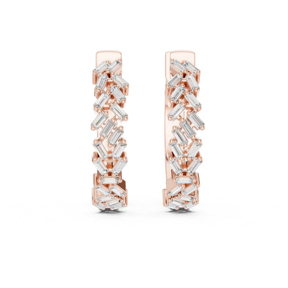 Emerald Huggie Lab Grown Diamond Earrings