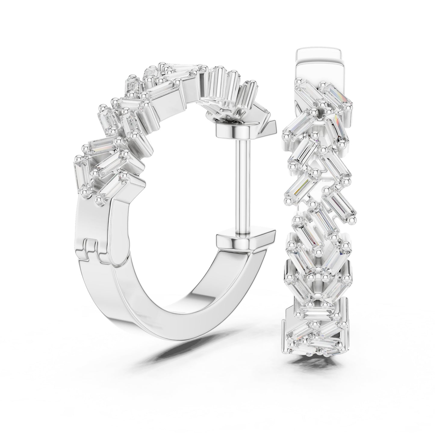 Emerald Huggie Lab Grown Diamond Earrings