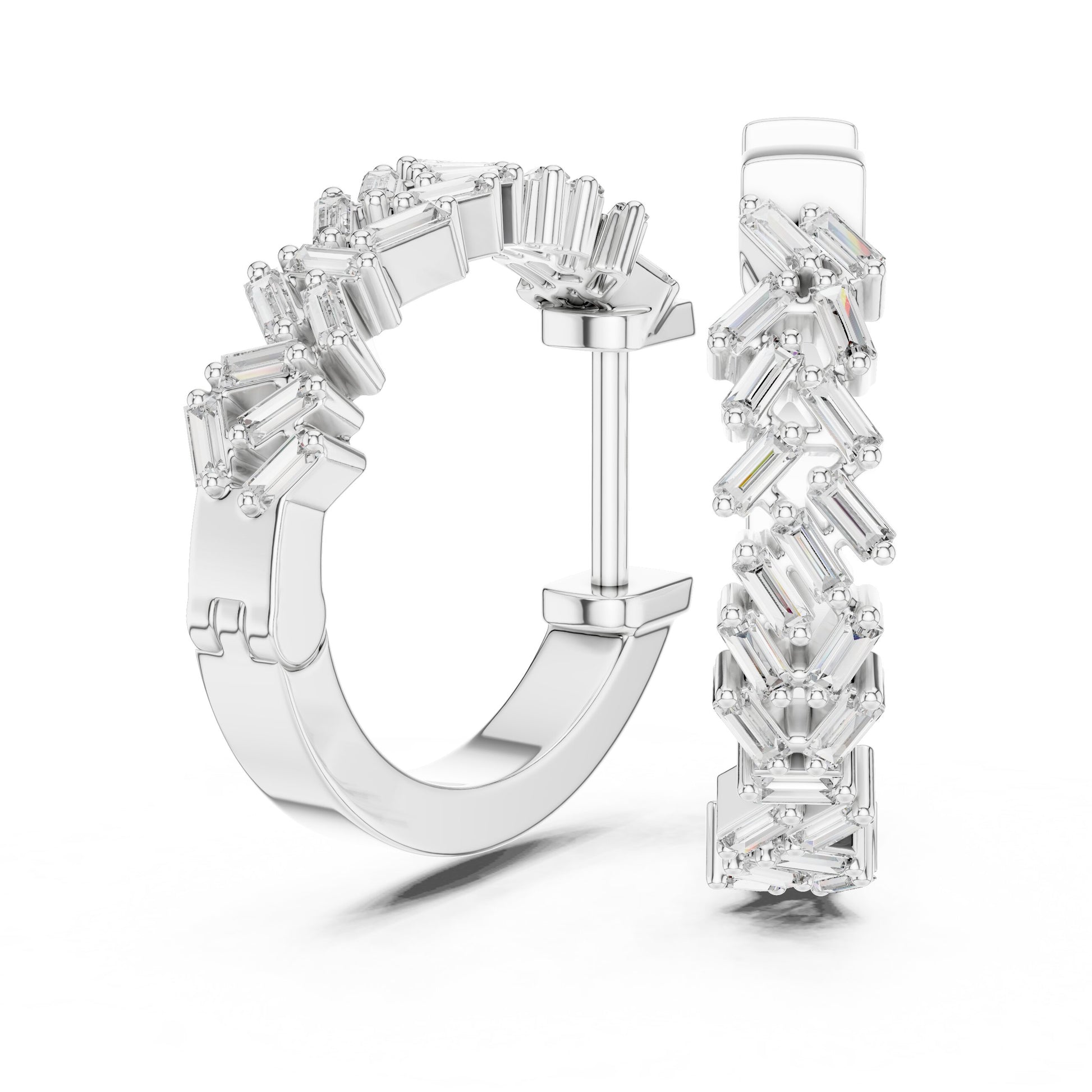 Emerald Huggie Lab Grown Diamond Earrings