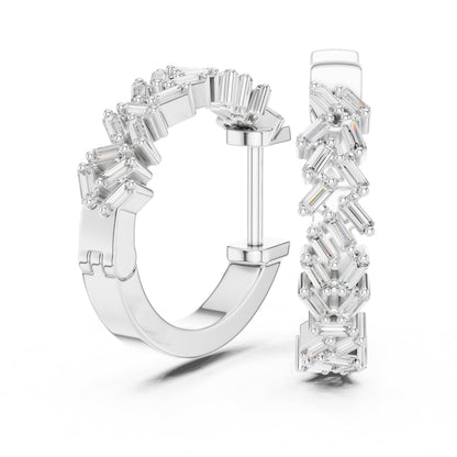 Emerald Huggie Lab Grown Diamond Earrings