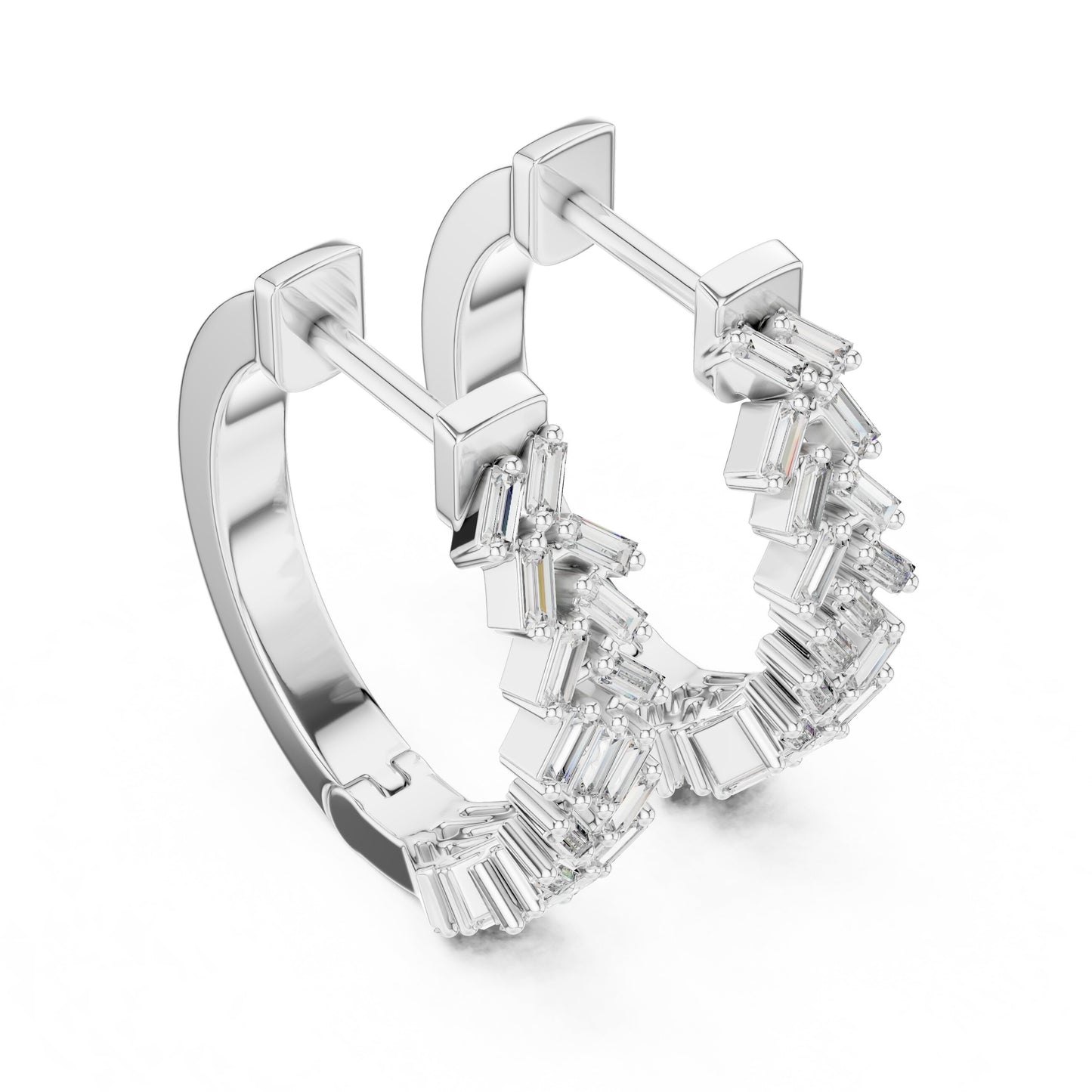 Emerald Huggie Lab Grown Diamond Earrings